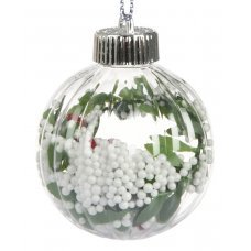 Χριστουγεννιάτικη Μπάλα, Διάφανη, με Διακόσμηση Εσωτερικά (8cm)